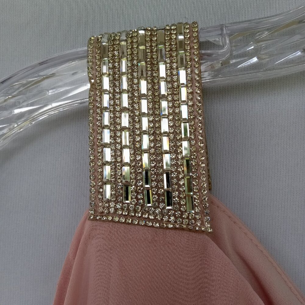 MSK Women's Blush/Pink Embellished Trim Sheer Overlay Formal Party Dress Size L - Picture 3 of 7